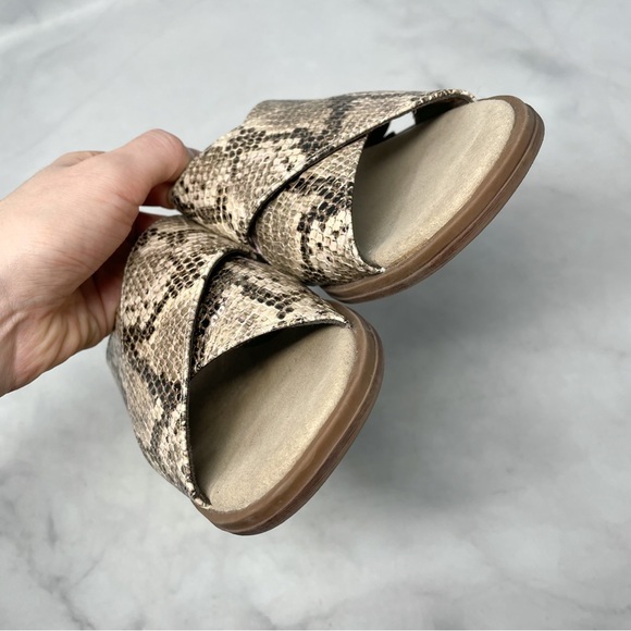 Clarks Collection Declan Ivy Python Snakeskin Padded Comfort Flat Mule Sandals - Picture 7 of 12